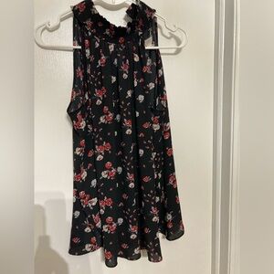 Loft sleeveless mock neck floral blouse, size M